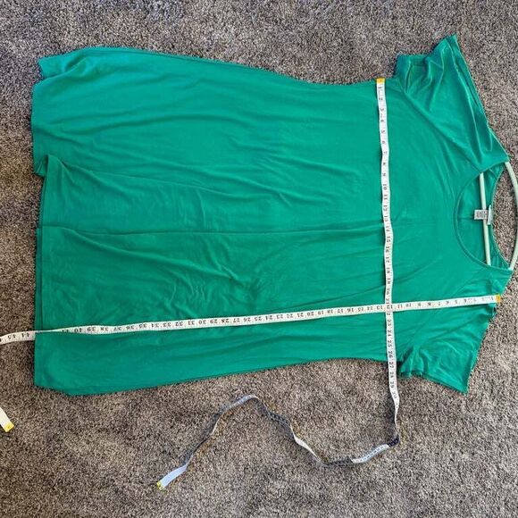 Catherines Women's 3X Plus Size Green Short‎ Sleeve Dress Relaxed Stretch - Picture 7 of 8